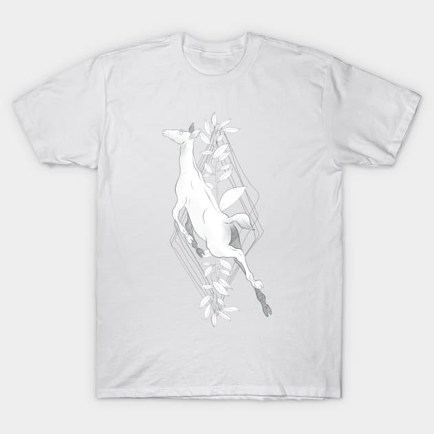 Deer Abstract Sketch Composition T-Shirt by Taisiia